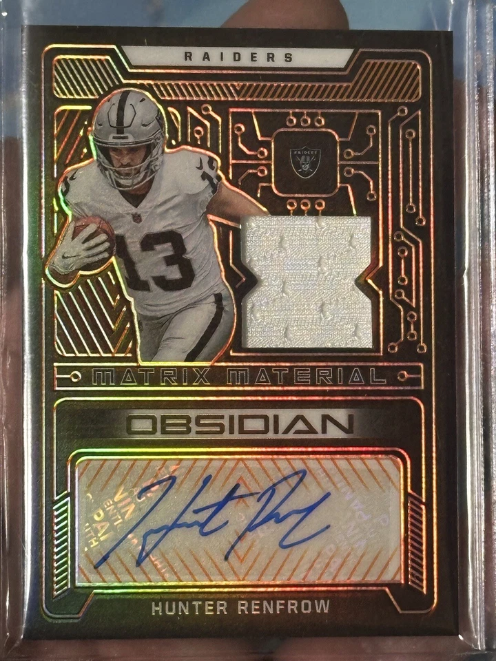 HUNTER RENFROW 2022 OBSIDIAN FOOTBALL MATRIX MATERIAL AUTO /75 LAS VEGAS RAIDERS - Image 1 of 4