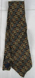 Corbata Allea para hombre a cuadros dorados y plateados con cuadrados de bronce - Imagen 1 de 2