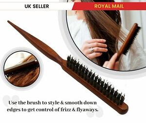 Wooden Hair Brush Back Combing Professional Hairdresser Slimline Teasing Comb UK