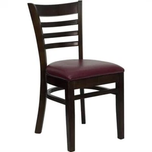 Flash Furniture Hercules Ladder Back Dining Chair with Burgundy Seat - Picture 1 of 7