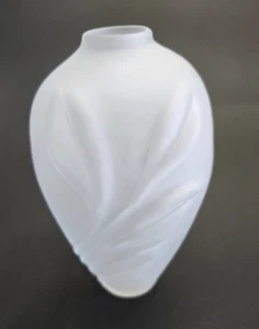 Phoenix Consolidated Glass Vase Art Nouveau Raised Flower White SATIN GLASS - Picture 1 of 3
