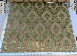 By Yard Scalamandre ITALIAN PALMETTE LIME Green Silk velet Decadent MSRP$650 - Picture 1 of 8