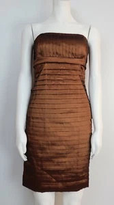 CALVIN KLEIN - WOMEN'S COPPER BROWN STRAPLESS PLEATED PARTY COCKTAIL DRESS - 6 - Picture 1 of 11