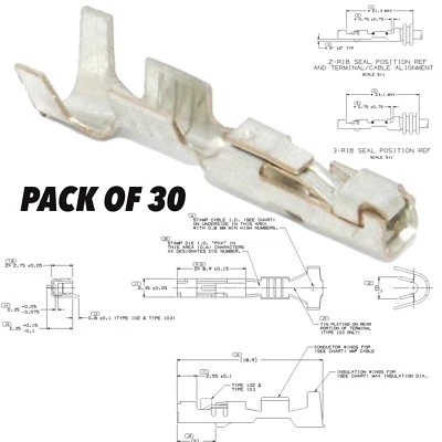 DELPHI GT 150, GT-150 Series Female Terminals Socket Size 16 18 GA (Pack of 30)  - Image 1 of 3