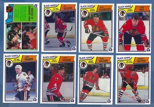 8 Different NM-MT 1983 O-Pee-Chee Chicago Black Hawks Hockey Cards Team Lot - Bild 1 von 2