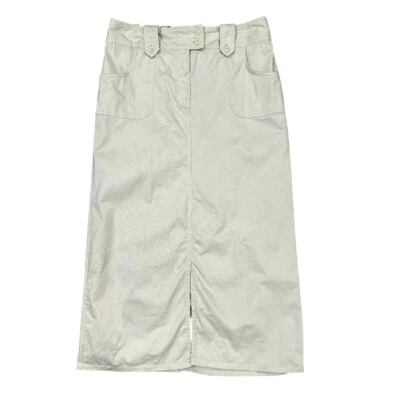 Maxi Falda Larga Vintage Y2K Talla 10 Beige Tostado Algodón Elástico Abertura Grunge Modesta Foto 1 de 4