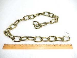 New 4 Ga. Antique Brass Plated Steel Oval Lighting Chain. 36.5". #20. - Picture 1 of 4
