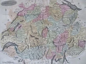 Switzerland Geneva Zurich Basel Bern Lucerne 1801 Oliver & Boyd engraved map - Picture 1 of 4