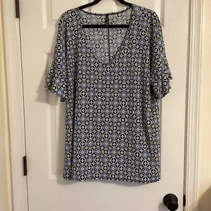 Bleeker & McDougal Blouse   Ruffled Short Sleeve Sz. 2x - Picture 1 of 6