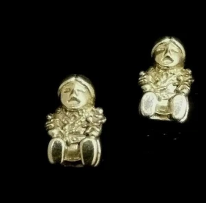 Vintage 1989 StoryTeller Pierced Post Sterling Earring Designer Coral Felley - Picture 1 of 11