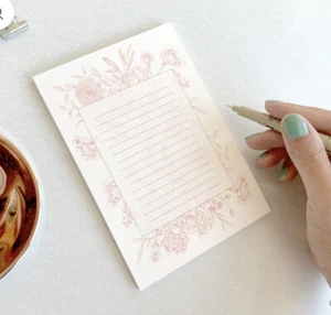 Blush Floral Lined Notepad By Rust Belt Love 5”x7” USA 50 Sheets - Picture 1 of 6