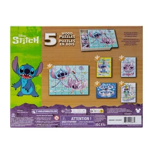Paquete de 5 rompecabezas Spin Master Lilo & Stitch en caja de almacenamiento de madera - Imagen 1 de 2