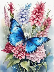 Butterfly Flower Diamond Art Kits for Adults,5D Diamond Painting Kits for Adults - Picture 1 of 7