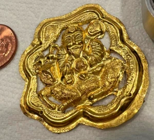Antique Japanese Chinese 24K Gold Longevity Pendant Jurojin CHARM 5.49 GRAMS - Picture 1 of 10