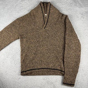 Maglione donna vintage Barclay lana agnello nero arancione marrone maglia taglia large 14-16 - Foto 1 di 7