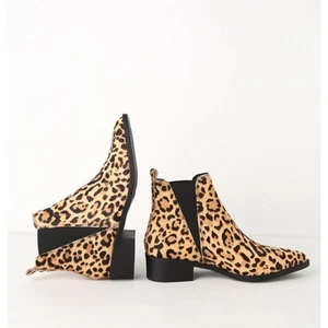 Steve Madden Jerry Leopard Print Calf Hair Pointed Toe Ankle Booties Size 8 - Picture 1 of 9