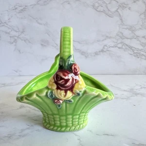 Vintage Mini Ceramic Flower Basket Bright Green - Picture 1 of 11
