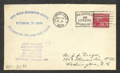 USA 681 STAMP CINCINNATI OHIO RIVER CRUISE FDC FIRST DAY COVER 1929 RD - Image 1 of 2