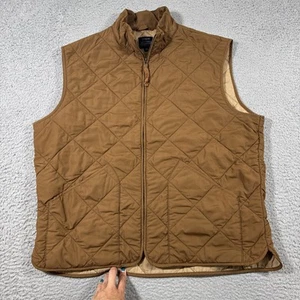 J.CREW Vest Mens Sz XL Brown Quilted Preppy Full Zip Pockets Academia Barn Chore - Picture 1 of 12