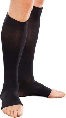 Therafirm Ease Opaque Open Toe Knee Highs 15-20mmHg (Black) X-Large Long - Image 1 of 2