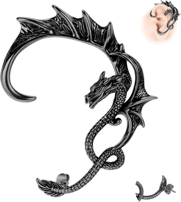 1 PIEZA Pendientes Góticos Oreja Dragón Acero Inoxidable Retro Dragón Punk Serpiente Dra Foto 1 de 4