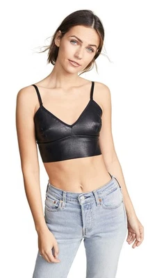 commando Woman's Faux Leather Longline Bralette - Black (Small) - Image 1 of 4