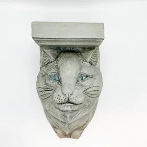 Vintage 2001 Telle M Stein Katzenkopf Regal Witchy Familiar geschnitzter Stein Gothic Wandleuchte - Bild 1 von 7