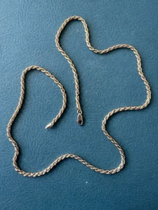 Vintage ITALY P.Lux .14k Gold Vermeil Over 925 Sterling Silver Rope Chain - Picture 1 of 6