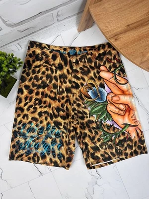 Pantalones Cortos de Playa Christian Audigier Estampado Tigre Y2K SK8 Talla W34/L10 (IMPUESTOS PAGADOS EN EE. UU.) Foto 1 de 4