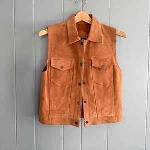 Vintage Suede Leather Vest Asaro Petite Floral Western Boho Academia Small - Picture 1 of 11