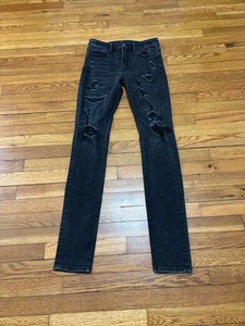 American Eagle Young Money Mens Stacked Skinny Next Level Flex 30x30 Black Denim - Picture 1 of 7