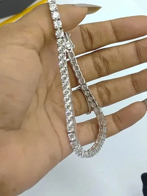 Tennis Bracelet Women's 7.90Ct Round Lab Diamonds Bracelet 14K White Gold Plated - Image 1 of 3