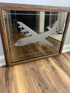 155 Tactical Air Squadron Wall Hanging Mirror C-130 Hercules Aircraft Air Force - Picture 1 of 18