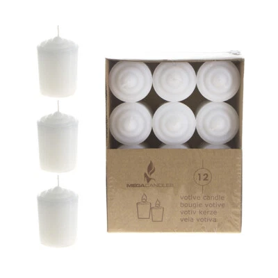 Mega velas - velas votivas de 15 horas sin perfume - blancas, juego de 12 CGA067-W Foto 1 de 2