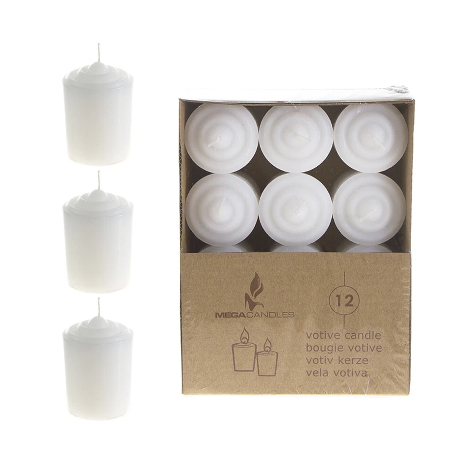 Mega velas - velas votivas de 15 horas sin perfume - blancas, juego de 12 CGA067-W Foto 1 de 2