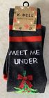 K. Bell Meet Me Under Mistletoe Christmas Knee High Socks Women's Size 4-10 Gray