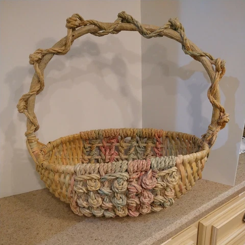 Large Handmade Wood/Rope Woven Pastel Colors Basket Dry Flowers Wedding Easter Cover