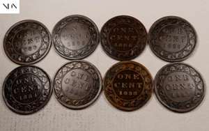 8x 1884-1893 Mixed Canadian Large One Cent (Canada) Set/Lot - XF/AU - #WL21 - Bild 1 von 3