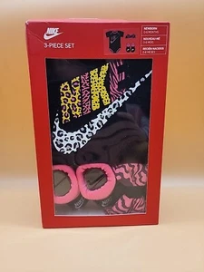 Nike baby girl Newborn 0-6 months 3-pc boxed gift set bodysuit bib booties (G3) - Picture 1 of 4