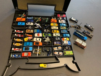 Lot of 60 Micro Machines WWII Airplanes Muscle Race Cars Trucks Limos & Case - Image 1 of 4