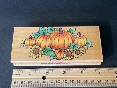 Parche calabaza girasol vintage Hero Arts 1997 sello de goma montaje en madera RS-19 Foto 1 de 4