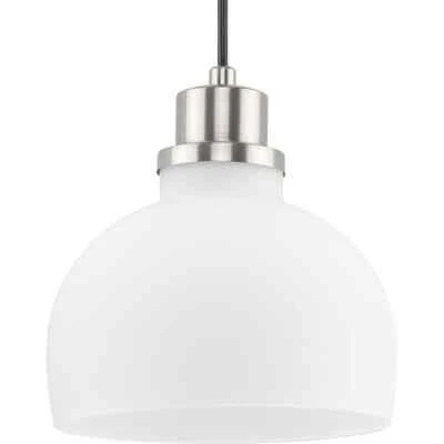 Progress Lighting Garris Brushed Nickel Etched Glass Transitional Mini-Pendant - Image 1 of 4