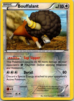 Pokemon TCG Bouffalant XY Primal Clash Set 119/160 Reverse Holo Uncommon NM - Image 1 of 2
