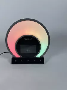 Soluna-S Light Black Tabletop LCD Wake-up Sunrise Alarm Clock w/Temp. and USB - Picture 1 of 5