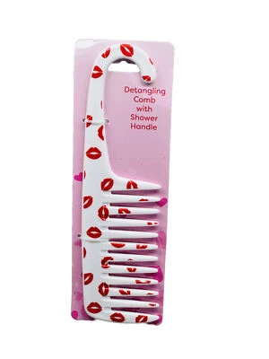 🎀 头发脱毛梳带淋浴手柄红色吻图案 — 第 1/4 张图片