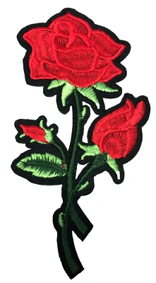 Patch Sew On Iron On Embroidered Clothing Hats Jackets Coat  ROSE FLOWER A124 - Image 1 of 3