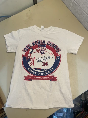 Kirby Puckett t shirt Mn twins vintage 1991 World Series 25th anniversary S Cover