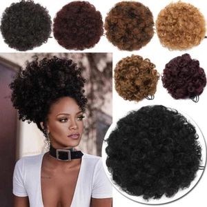 50/65g Thick Drawstring Afro Bun Puff Kinky Curly Pony Tail Hair Extensions BUNS - Picture 1 of 24