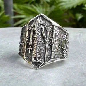 Handcrafted 925 Sterling Silver Bastet Egyptian Cat Goddess Deity Bast Ring - Picture 1 of 6