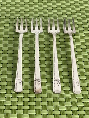 Oneida GRENOBLE Prestige Silverplate 4 Cocktail/Seafood Forks 1938 Flatware - Image 1 of 4